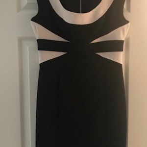 CHIC BLACK-CREAM SHEATH DRESS